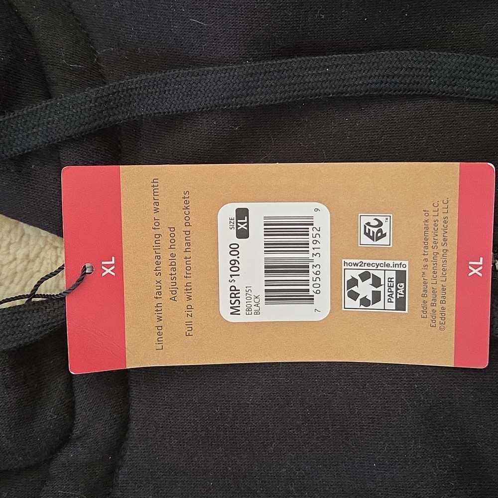 Eddie Bauer Faux Shearling Lined Hoodie - Picture 4 of 5
